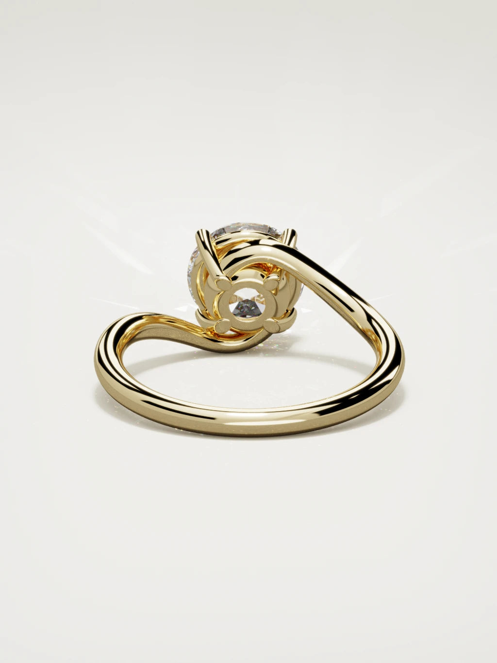 The Ola round lab-grown diamond solitaire in 14K yellow gold, back view