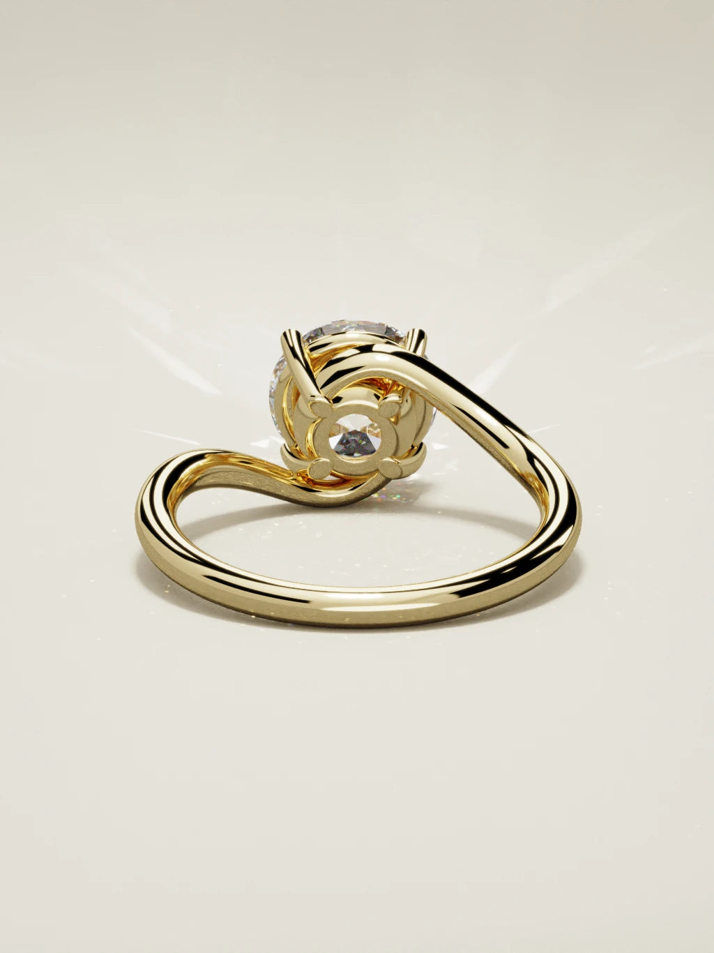 The Ola round lab-grown diamond solitaire in 14K yellow gold, back view