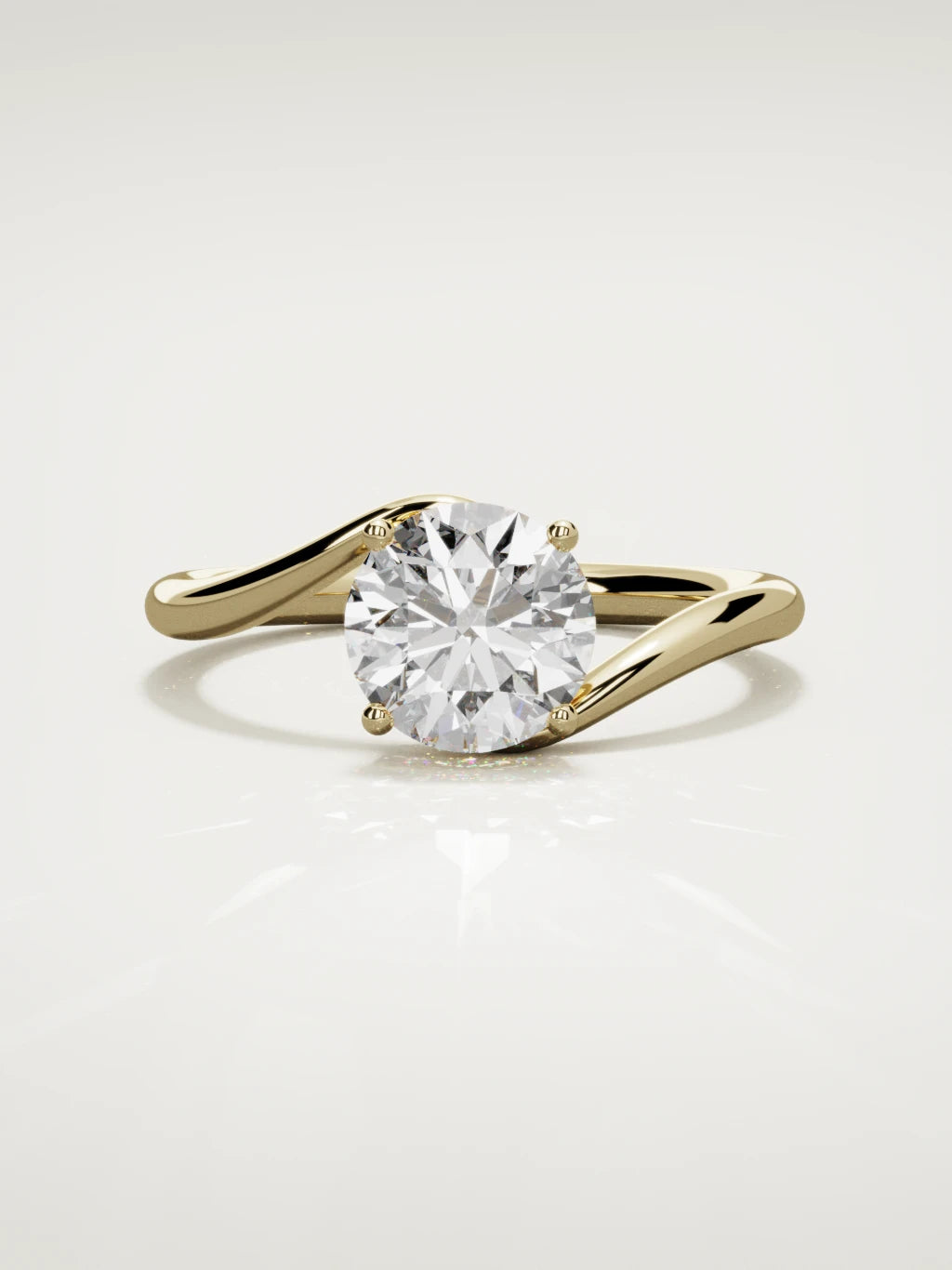 The Ola round lab-grown diamond solitaire in 14K yellow gold, front view