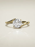 The Ola round lab-grown diamond solitaire in 14K yellow gold, front view
