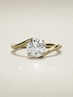 The Ola round lab-grown diamond solitaire in 14K yellow gold, front view