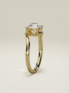 The Ola round lab-grown diamond solitaire in 14K yellow gold, standing front view