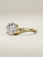 The Ola round lab-grown diamond solitaire in 14K yellow gold, three-quarter view