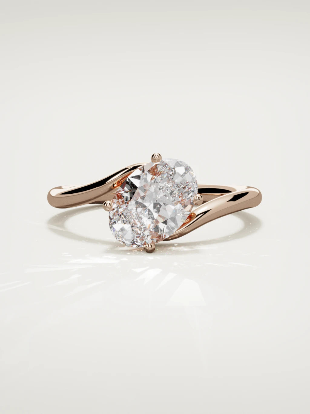 The Ola east-west oval lab-grown diamond solitaire in 14K rose gold, front view