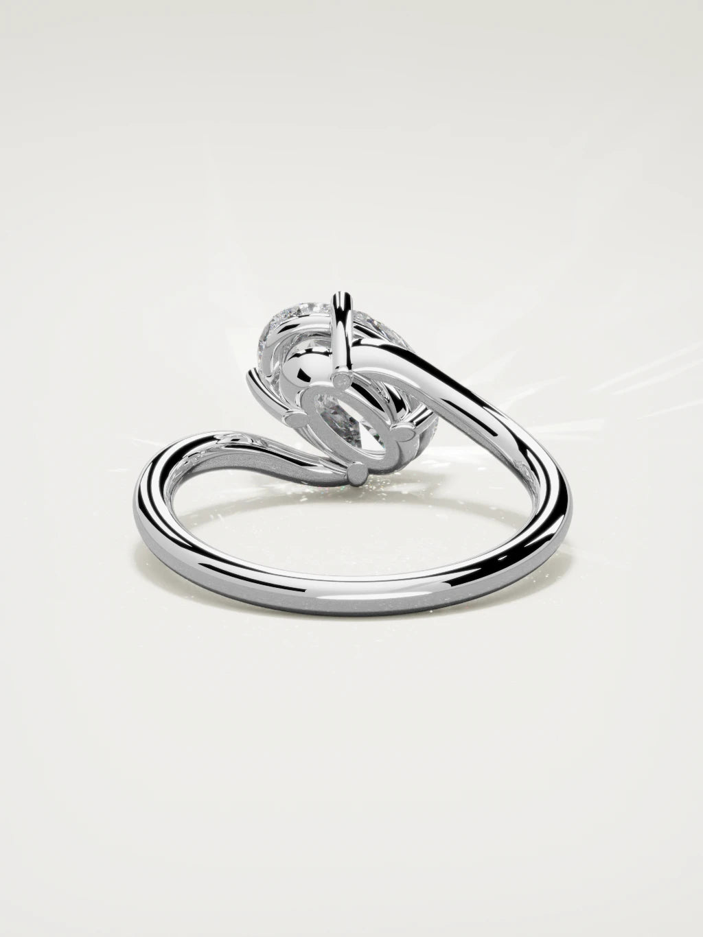 The Ola east-west oval lab-grown diamond solitaire in 14K white gold, back view