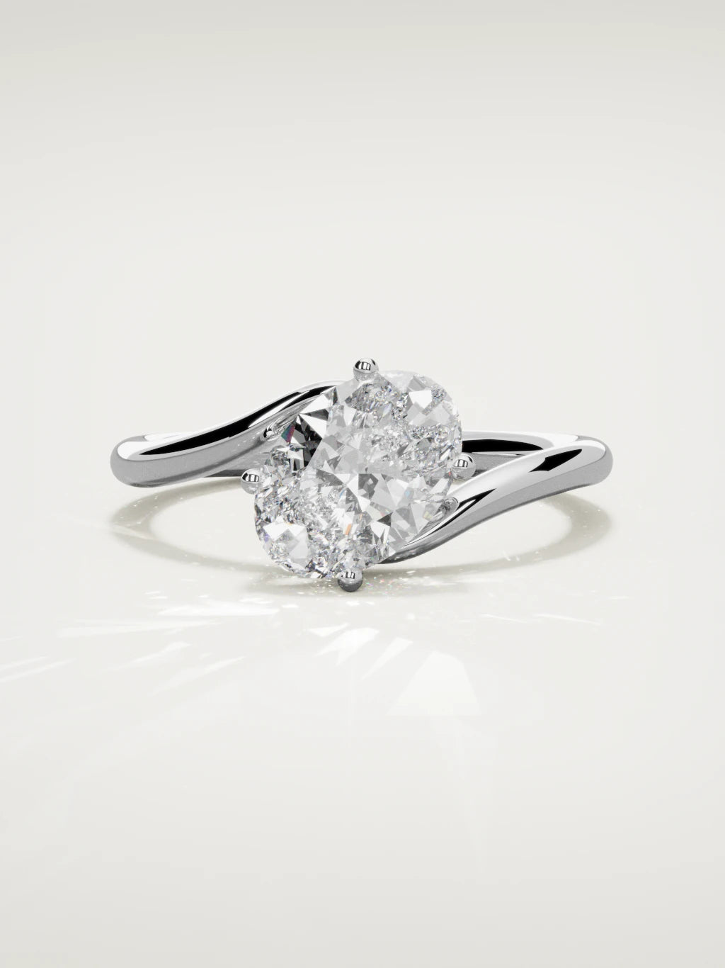 The Ola east-west oval lab-grown diamond solitaire in 14K white gold, front view