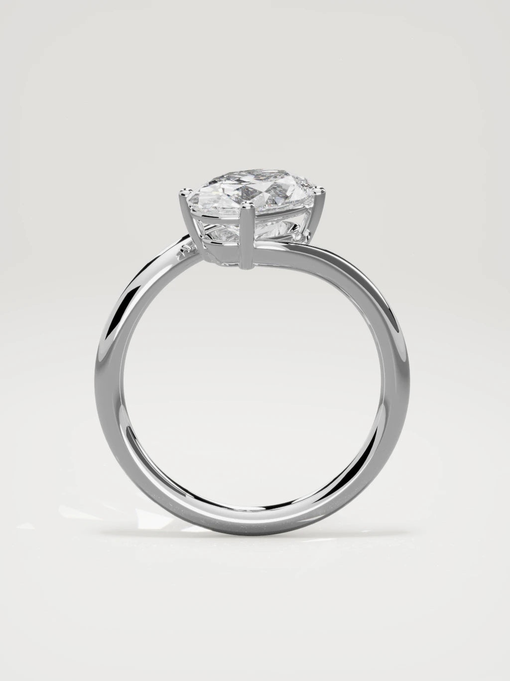 The Ola east-west oval lab-grown diamond solitaire in 14K white gold, standing front view