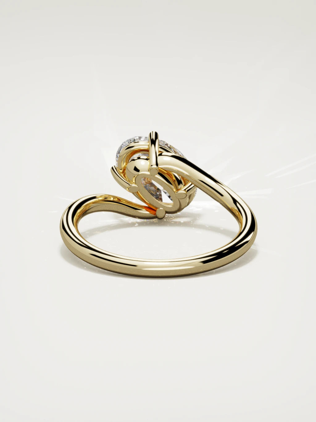 The Ola east-west oval lab-grown diamond solitaire in 14K yellow gold, back view