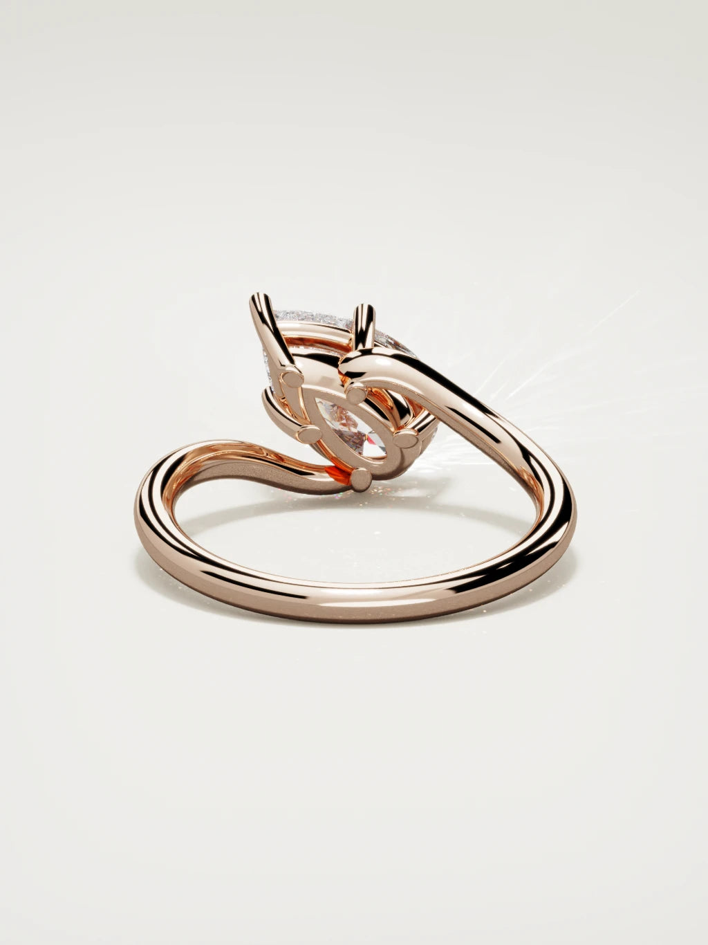 The Ola east-west pear-shaped lab-grown diamond solitaire in 14K rose gold, back view