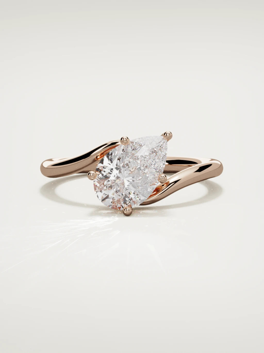 The Ola east-west pear-shaped lab-grown diamond solitaire in 14K rose gold, front view