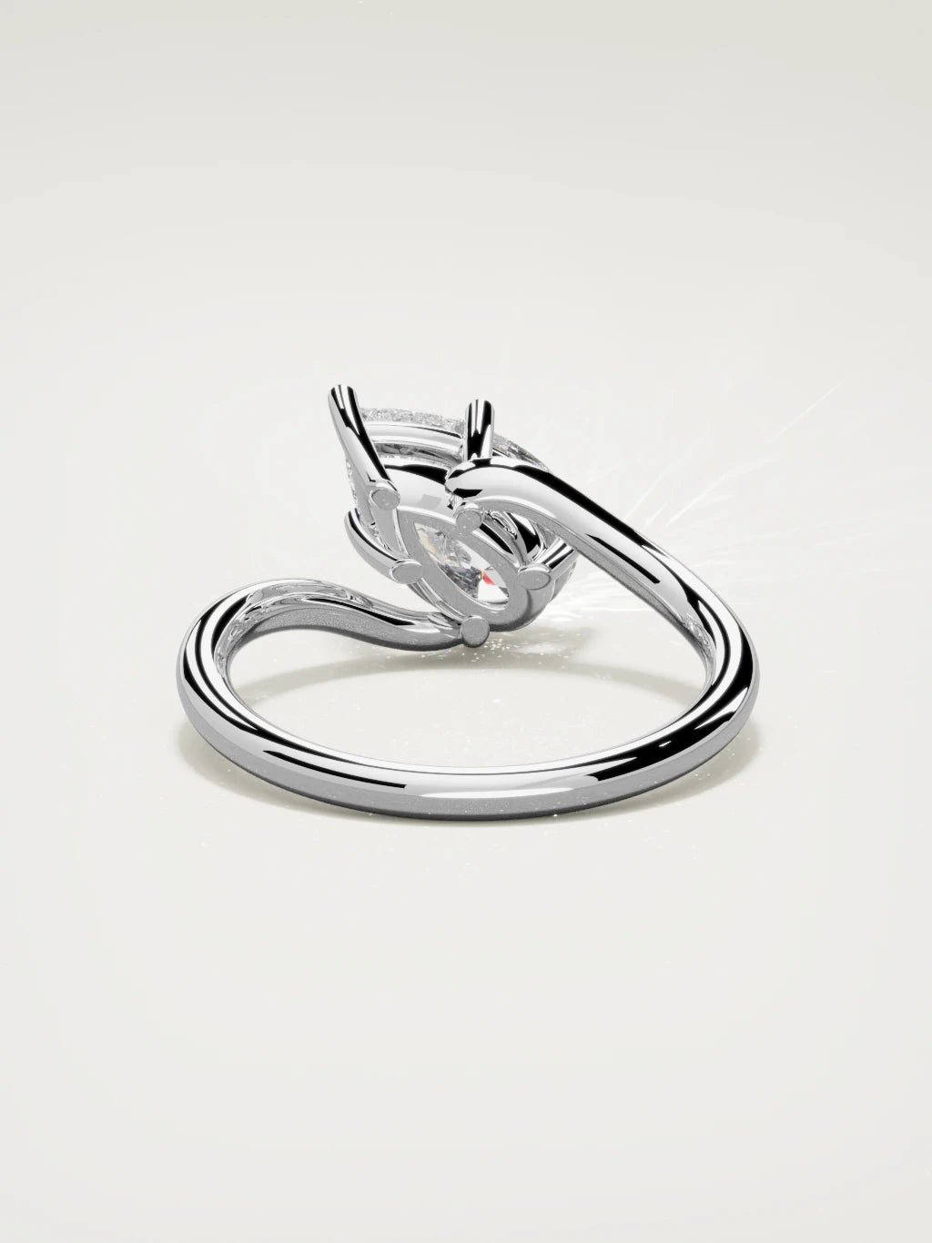 The Ola east-west pear-shaped lab-grown diamond solitaire in 14K white gold, back view