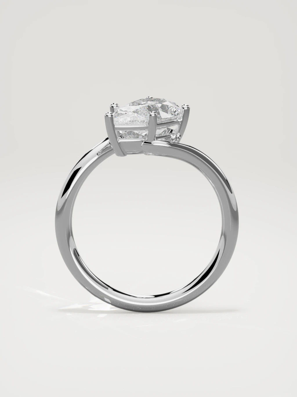The Ola east-west pear-shaped lab-grown diamond solitaire in 14K white gold, standing front view