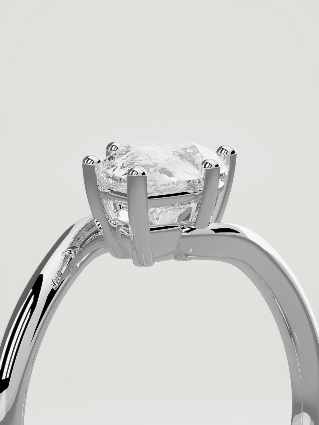 The Ola east-west pear-shaped lab-grown diamond solitaire in 14K white gold, standing three-quarter view