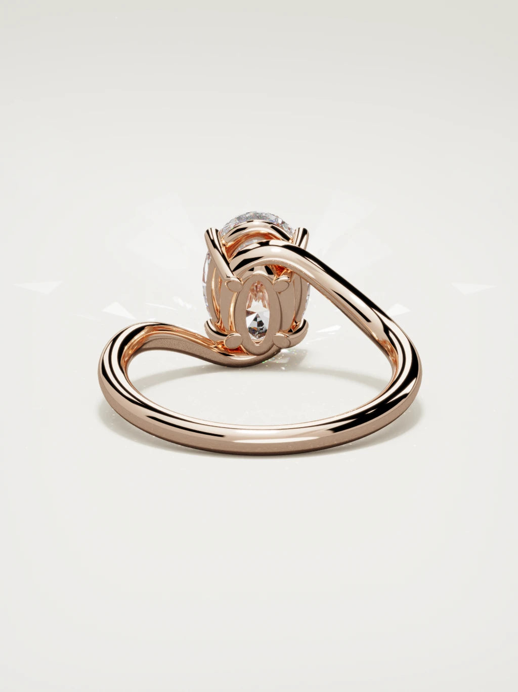 The Ola oval lab-grown diamond solitaire in 14K rose gold, back view