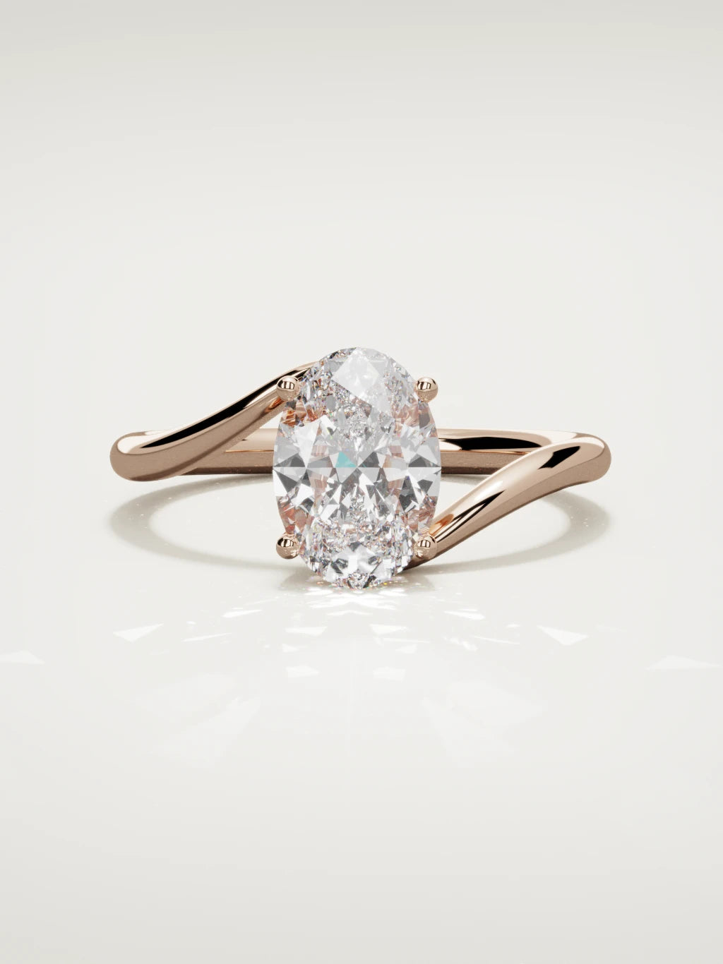 The Ola oval lab-grown diamond solitaire in 14K rose gold, front view
