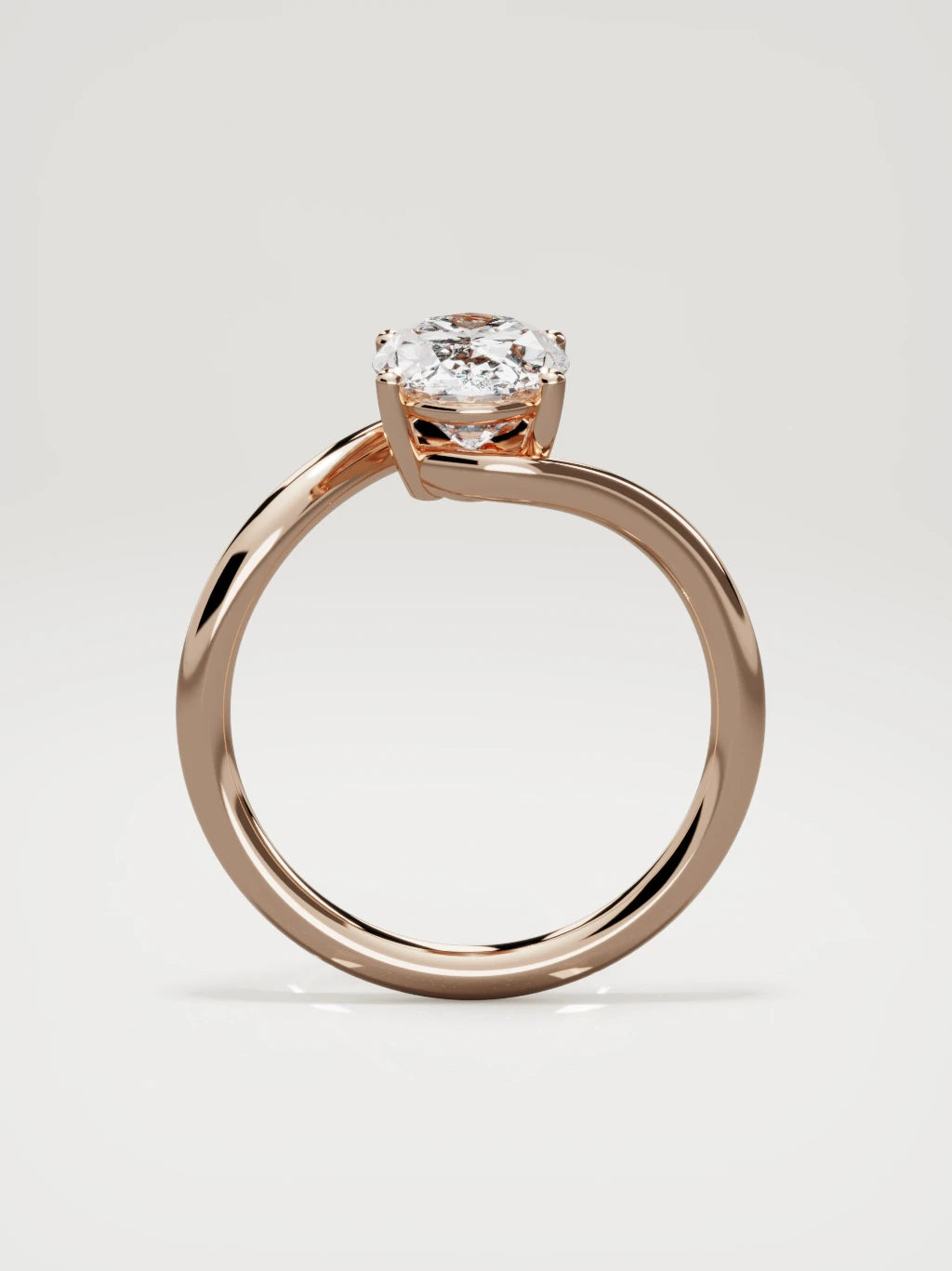 The Ola oval lab-grown diamond solitaire in 14K rose gold, standing front view