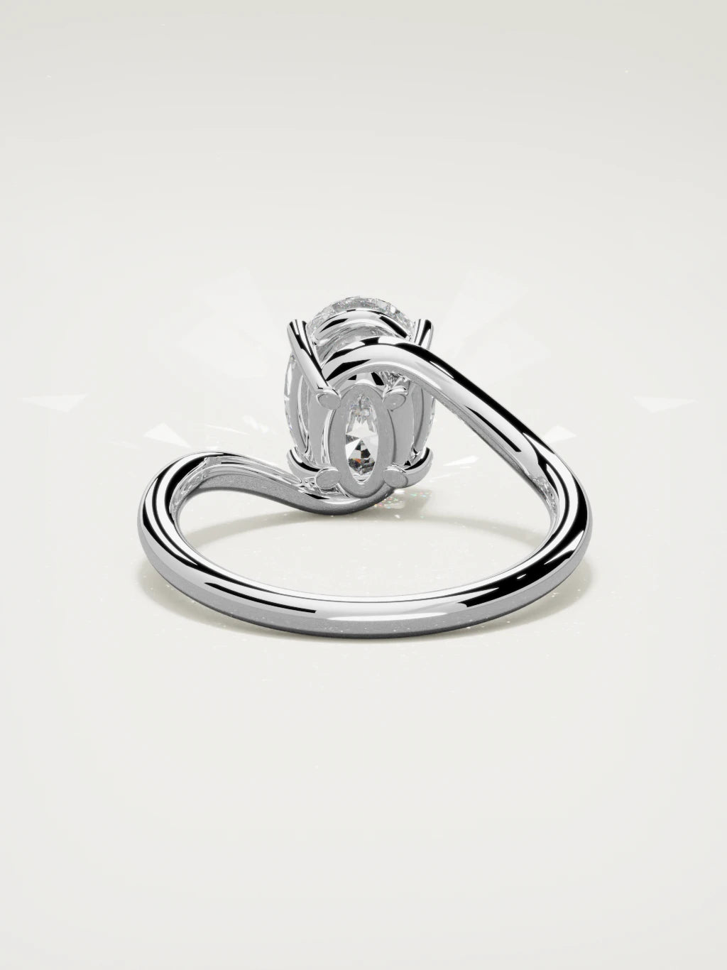 The Ola oval lab-grown diamond solitaire in 14K white gold, back view