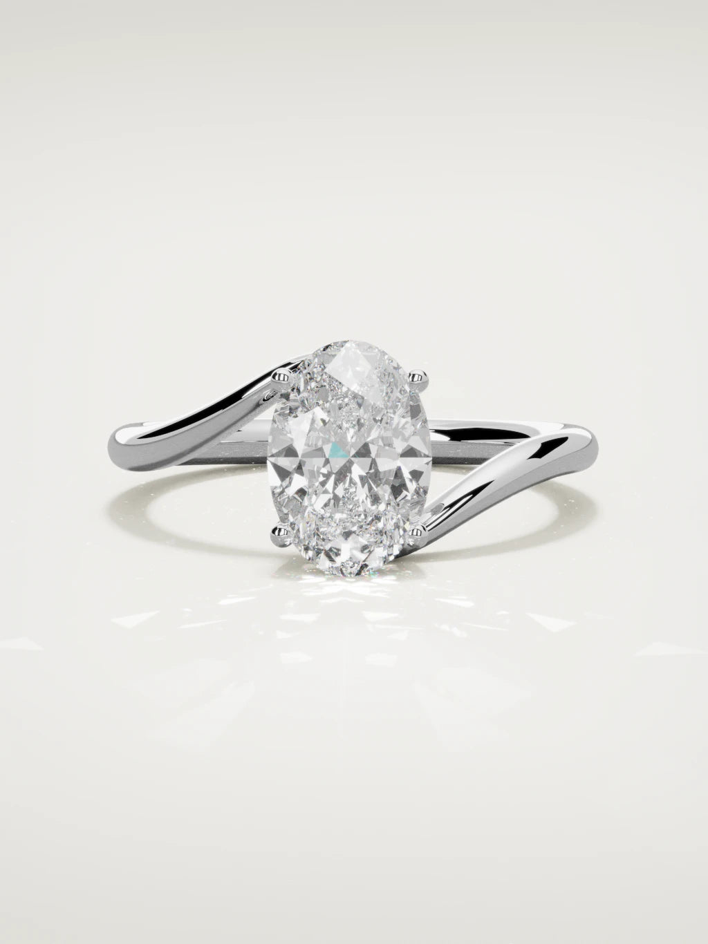 The Ola oval lab-grown diamond solitaire in 14K white gold, front view