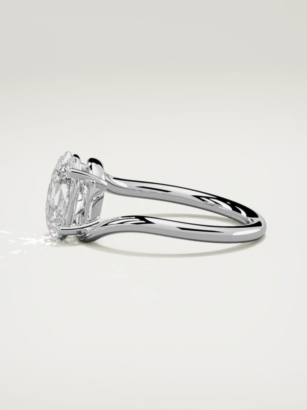 The Ola oval lab-grown diamond solitaire in 14K white gold, side view