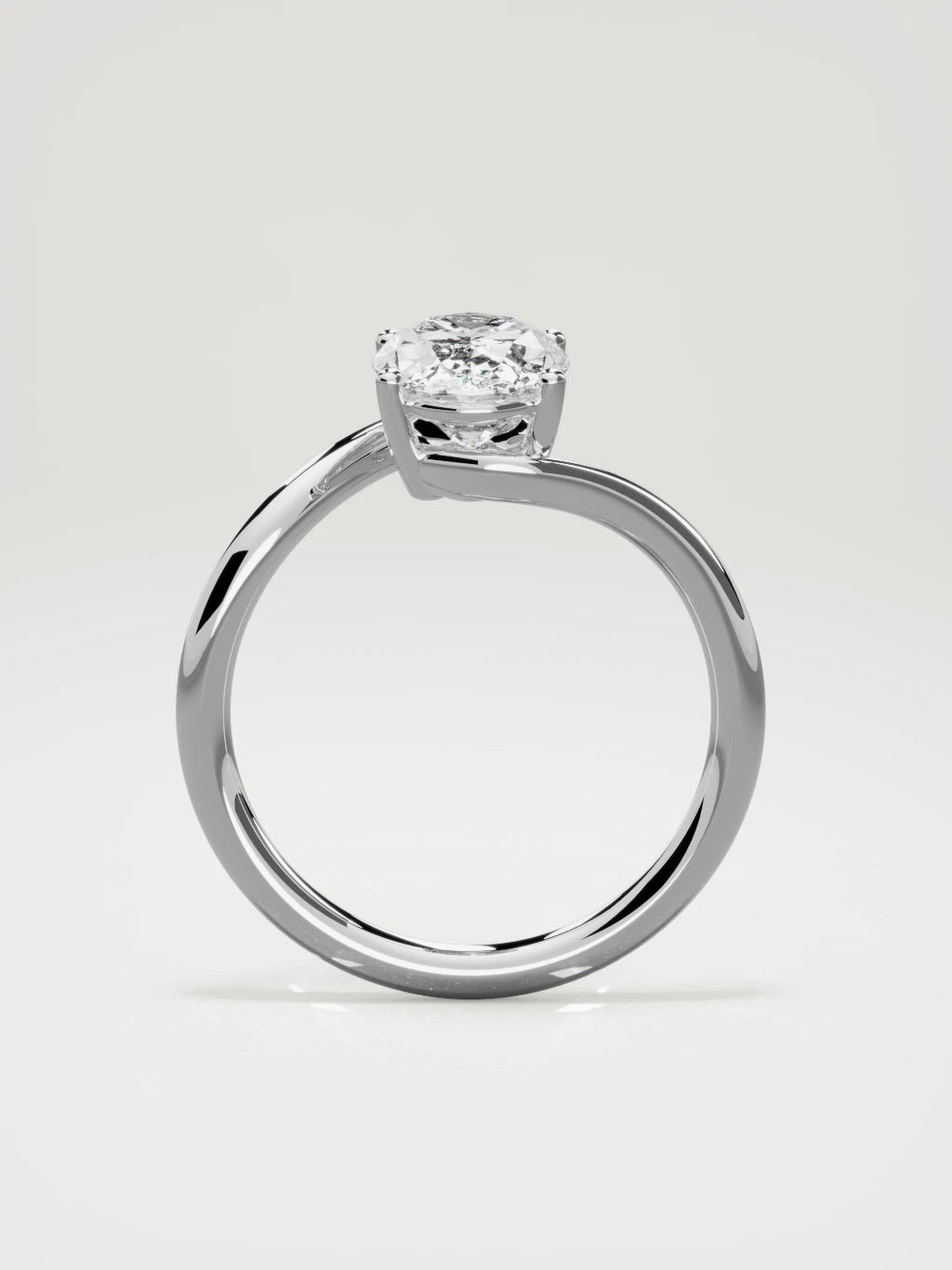 The Ola oval lab-grown diamond solitaire in 14K white gold, standing front view