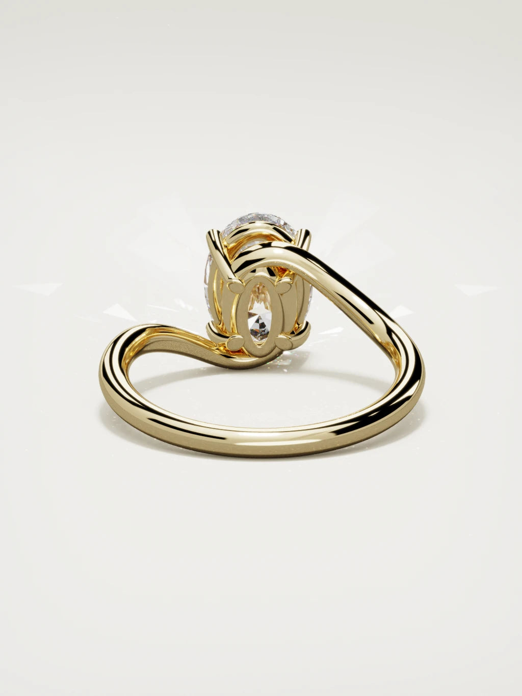 The Ola oval lab-grown diamond solitaire in 14K yellow gold, back view