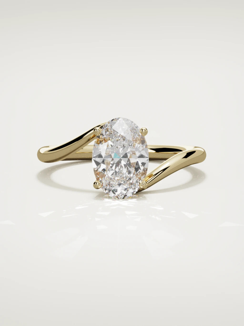 The Ola oval lab-grown diamond solitaire in 14K yellow gold, front view