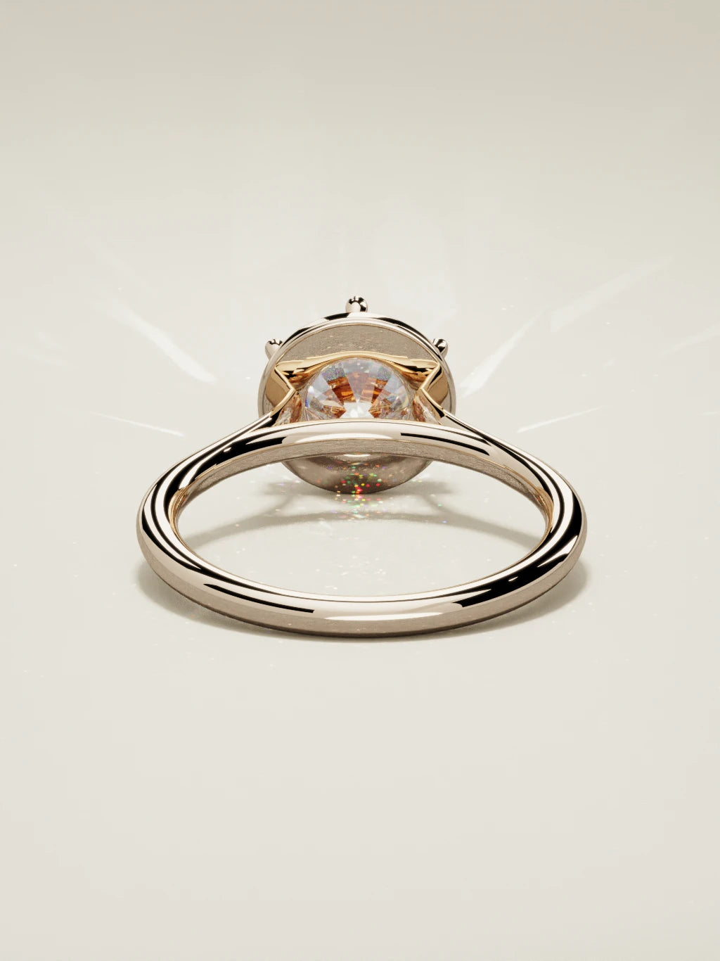The Orbe round lab-grown diamond solitaire in 14K rose gold, back view