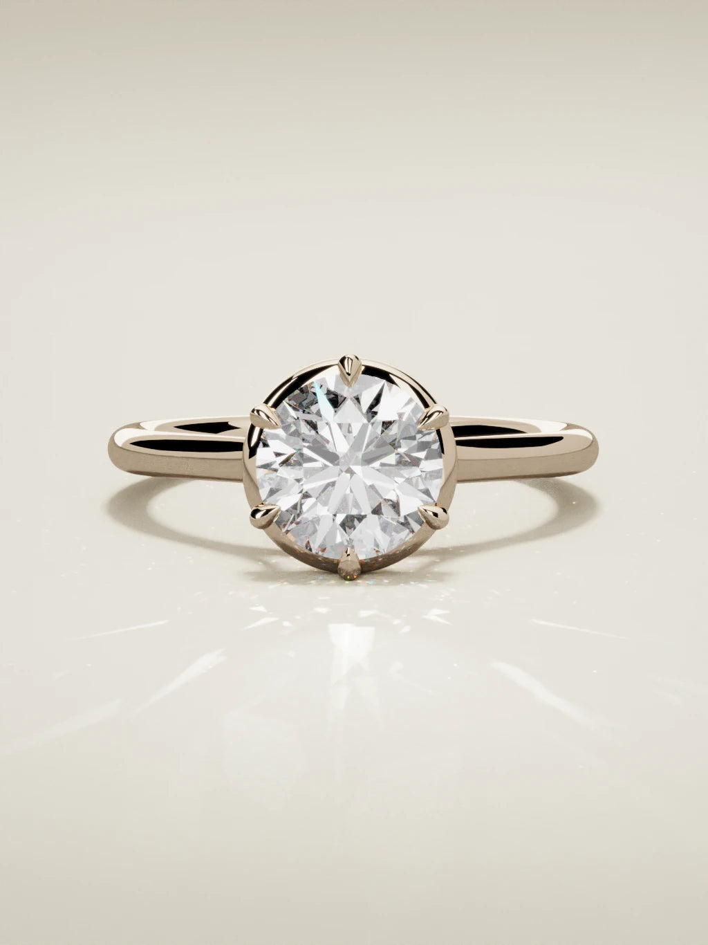 The Orbe round lab-grown diamond solitaire in 14K rose gold, front view