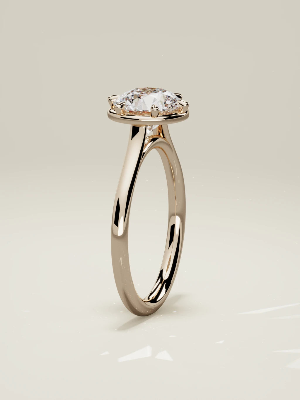 The Orbe round lab-grown diamond solitaire in 14K rose gold, standing front view