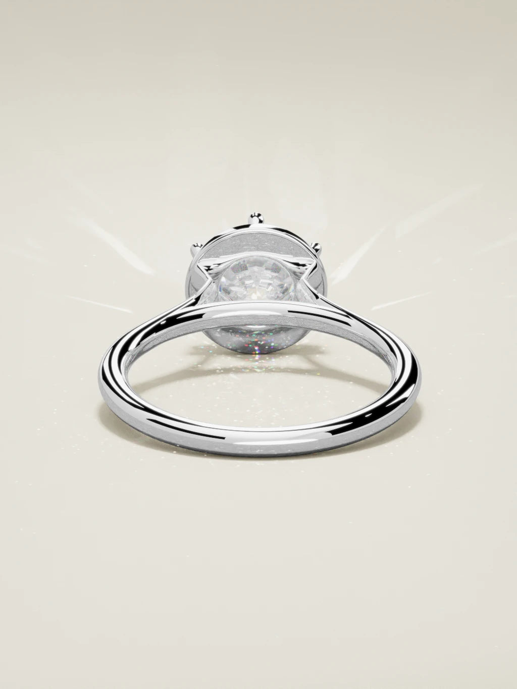 The Orbe round lab-grown diamond solitaire in 14K white gold, back view