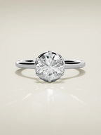 The Orbe round lab-grown diamond solitaire in 14K white gold, front view