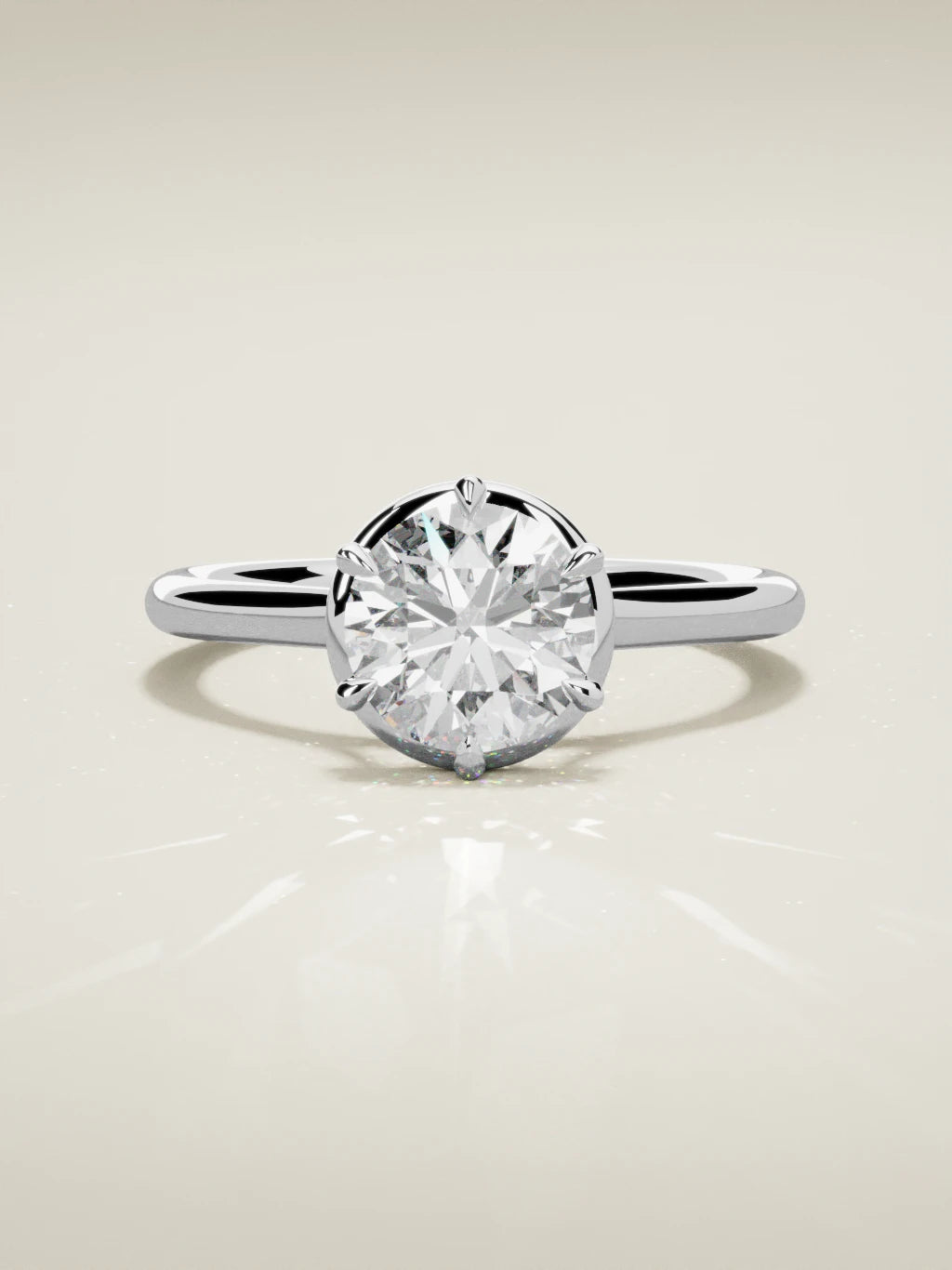 The Orbe round lab-grown diamond solitaire in 14K white gold, front view