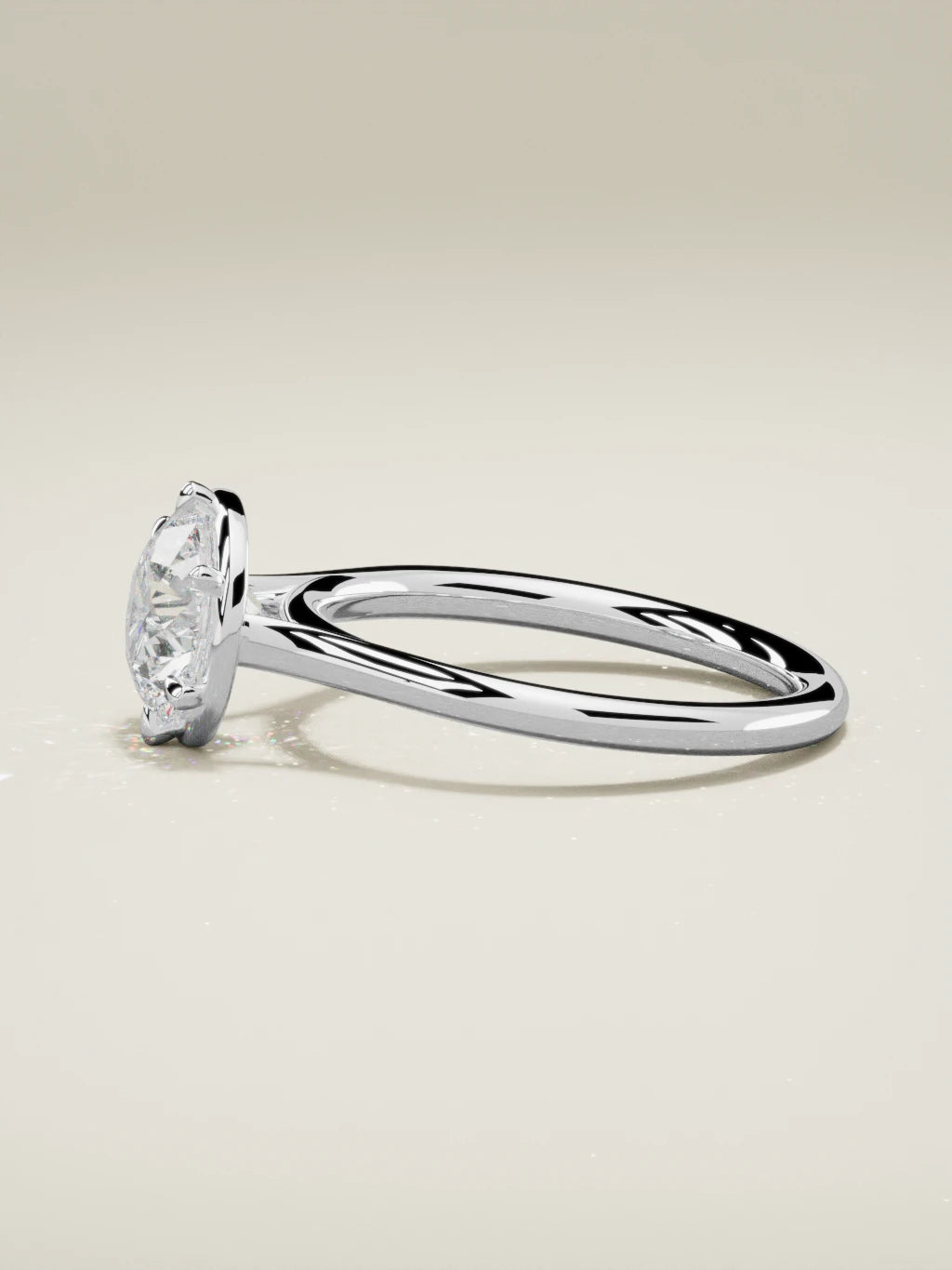 The Orbe round lab-grown diamond solitaire in 14K white gold, side view