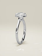 The Orbe round lab-grown diamond solitaire in 14K white gold, standing front view