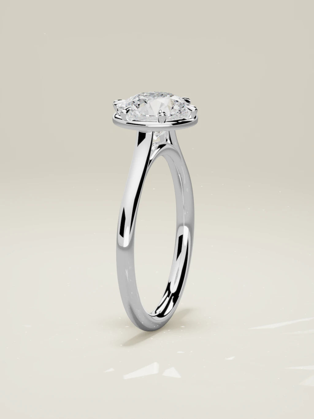 The Orbe round lab-grown diamond solitaire in 14K white gold, standing front view