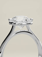 The Orbe round lab-grown diamond solitaire in 14K white gold, standing three-quarter view