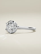 The Orbe round lab-grown diamond solitaire in 14K white gold, three-quarter view
