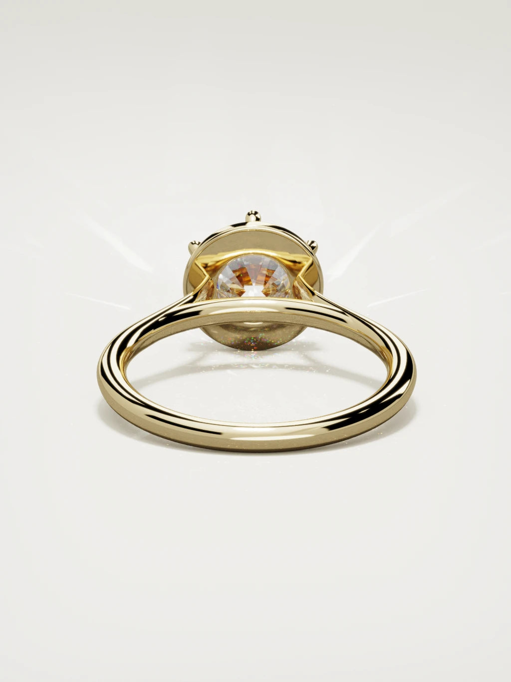 The Orbe round lab-grown diamond solitaire in 14K yellow gold, back view