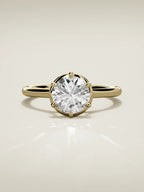 The Orbe round lab-grown diamond solitaire in 14K yellow gold, front view