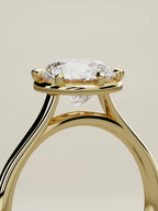 The Orbe round lab-grown diamond solitaire in 14K yellow gold, standing three-quarter view