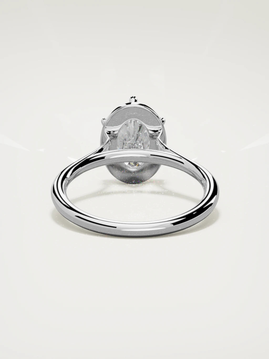 The Orbe oval lab-grown diamond solitaire in 14K white gold, back view