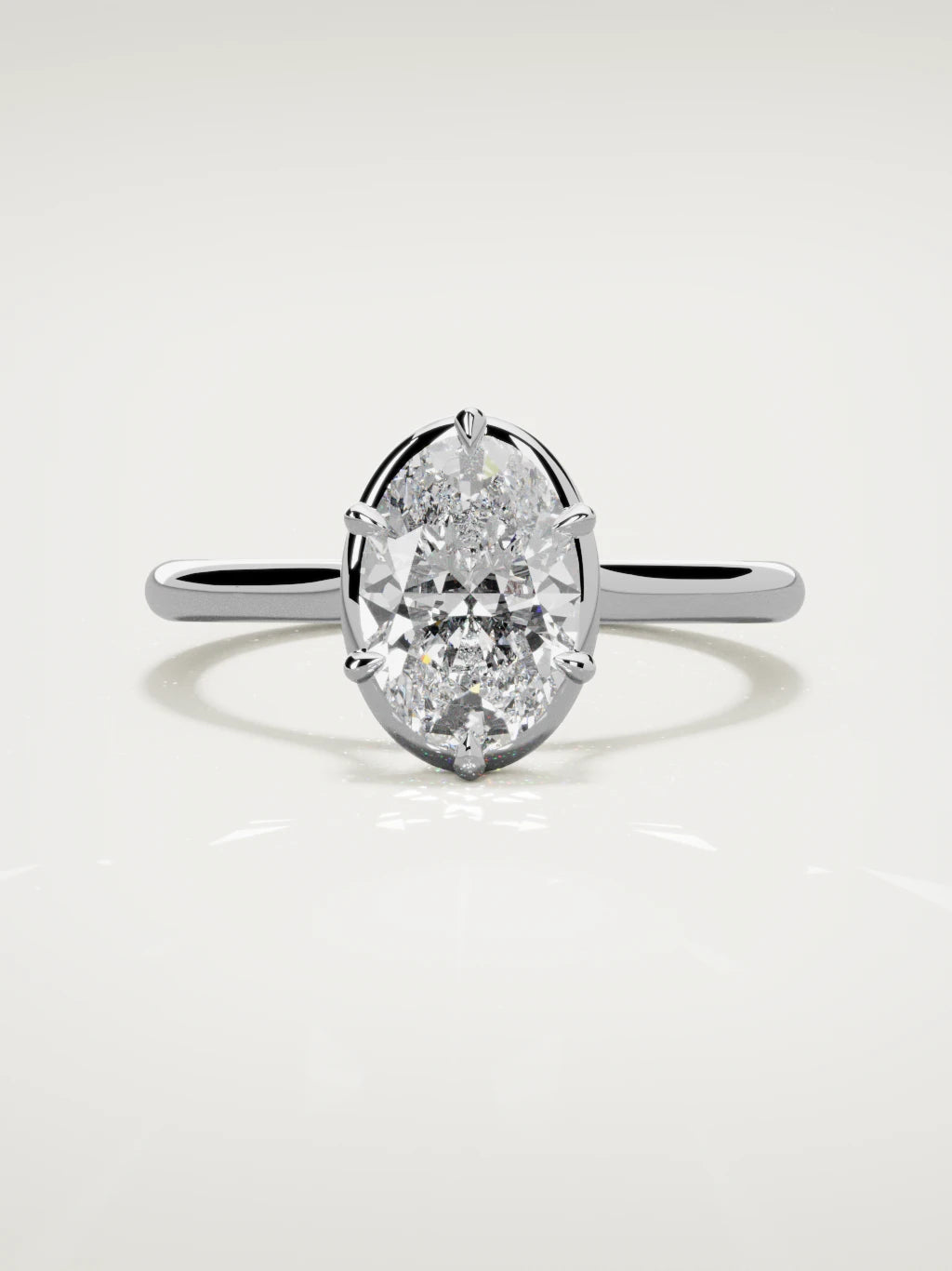 The Orbe oval lab-grown diamond solitaire in 14K white gold, front view