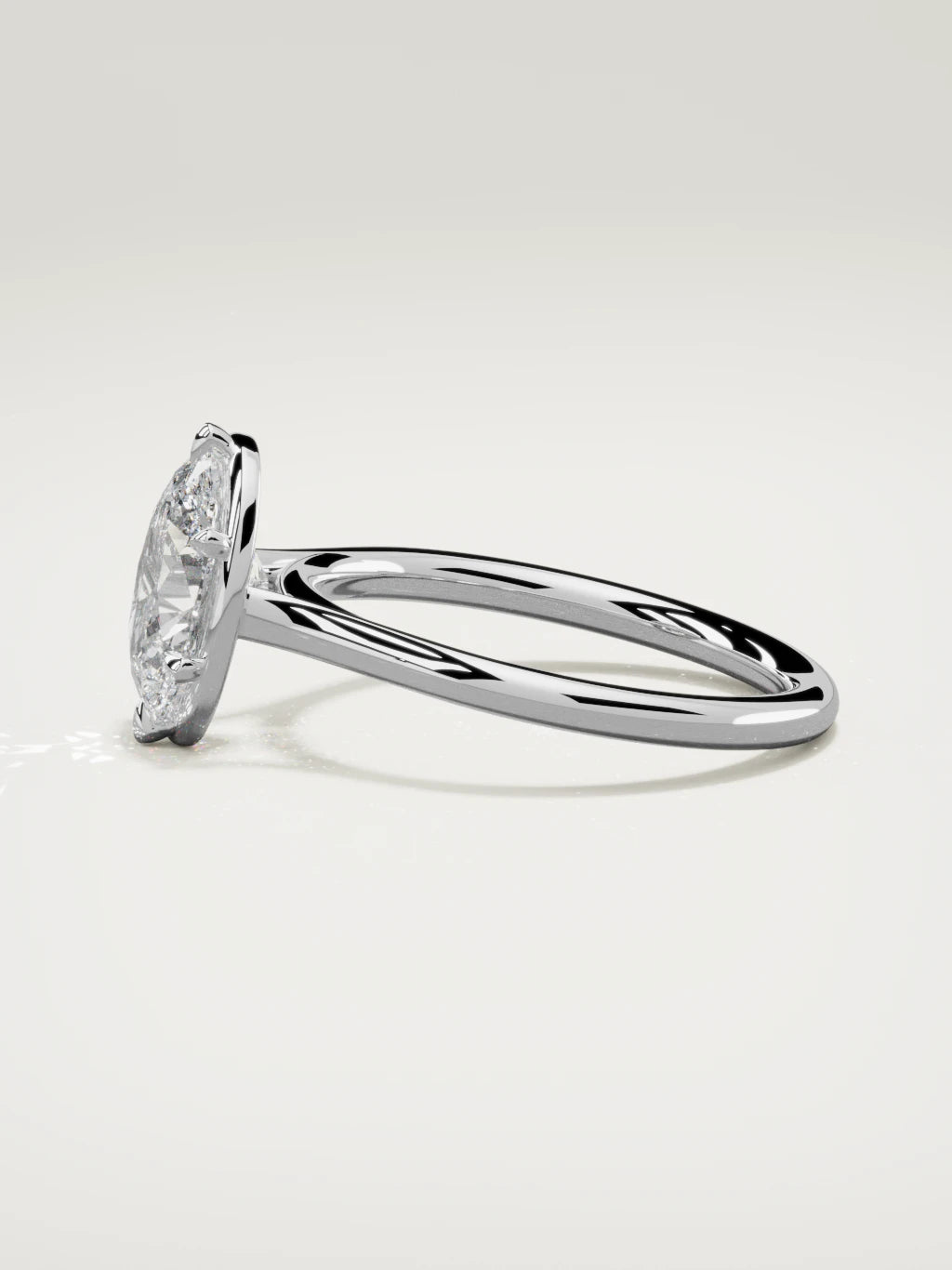 The Orbe oval lab-grown diamond solitaire in 14K white gold, side view