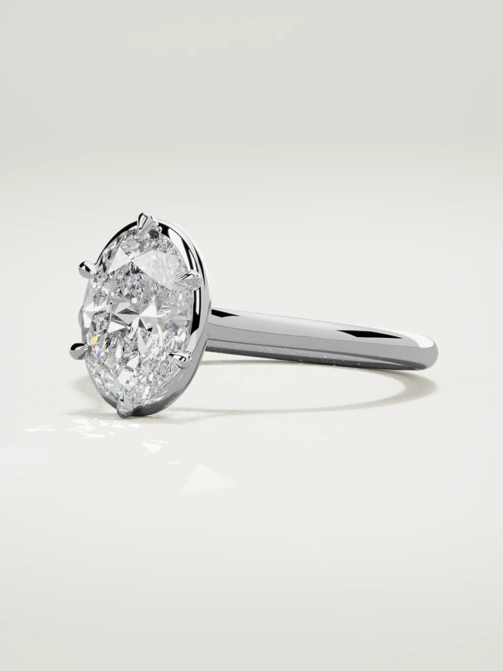 The Orbe oval lab-grown diamond solitaire in 14K white gold, three-quarter view