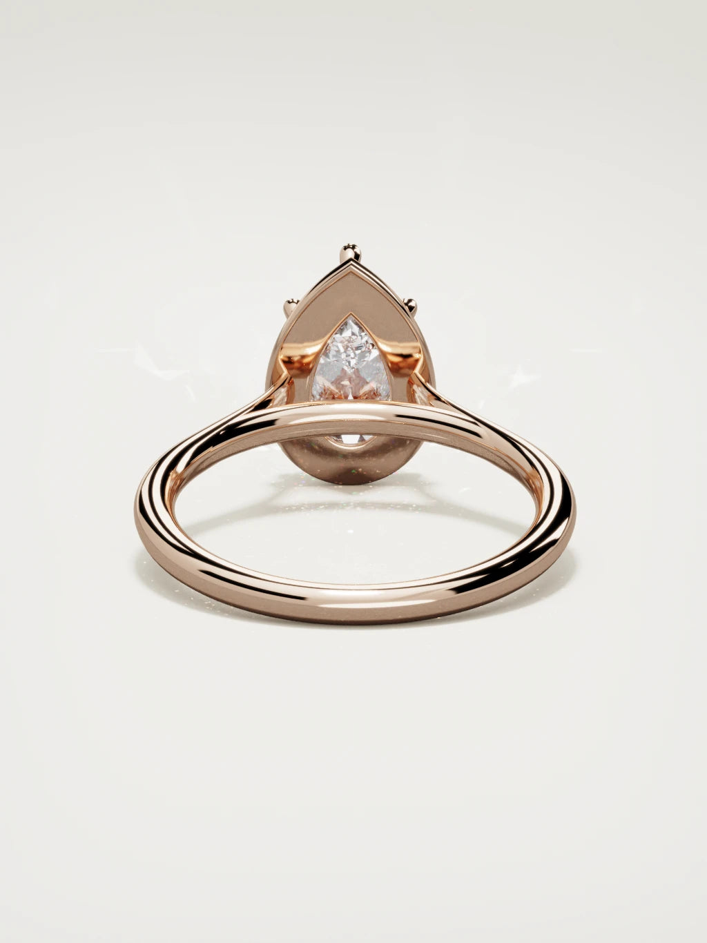 The Orbe pear-shaped lab-grown diamond solitaire in 14K rose gold, back view