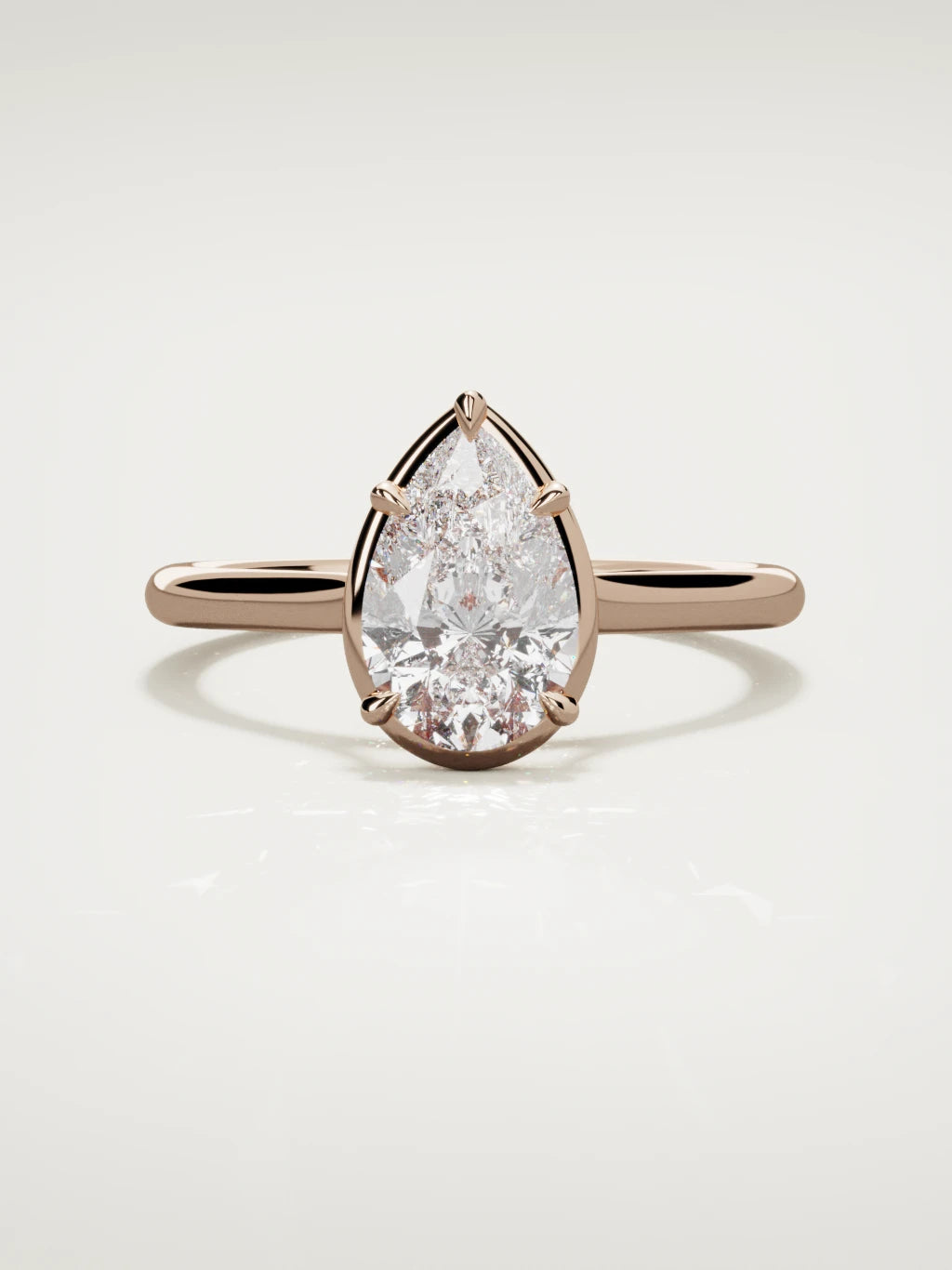 The Orbe pear-shaped lab-grown diamond solitaire in 14K rose gold, front view