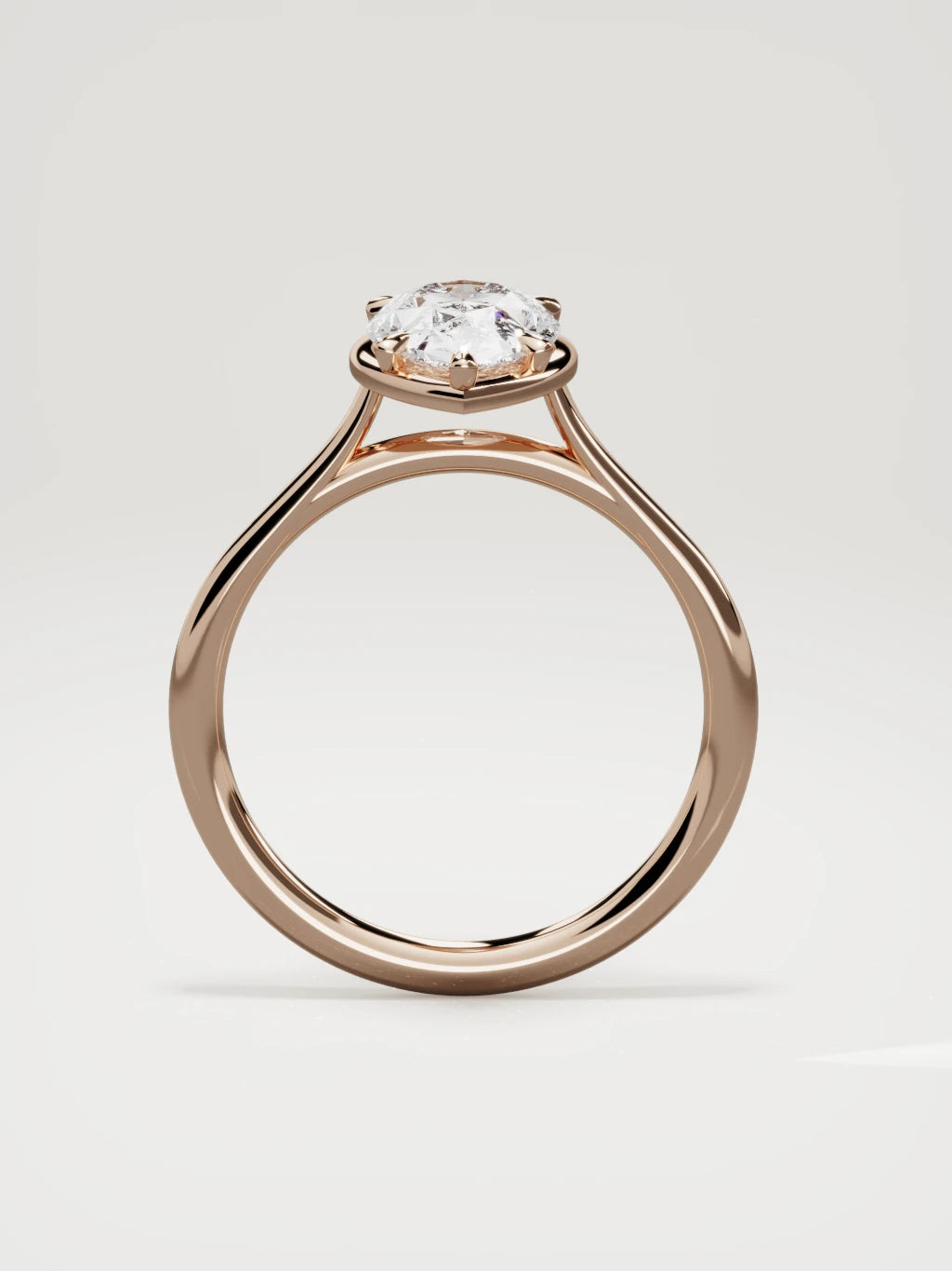 The Orbe pear-shaped lab-grown diamond solitaire in 14K rose gold, standing front view