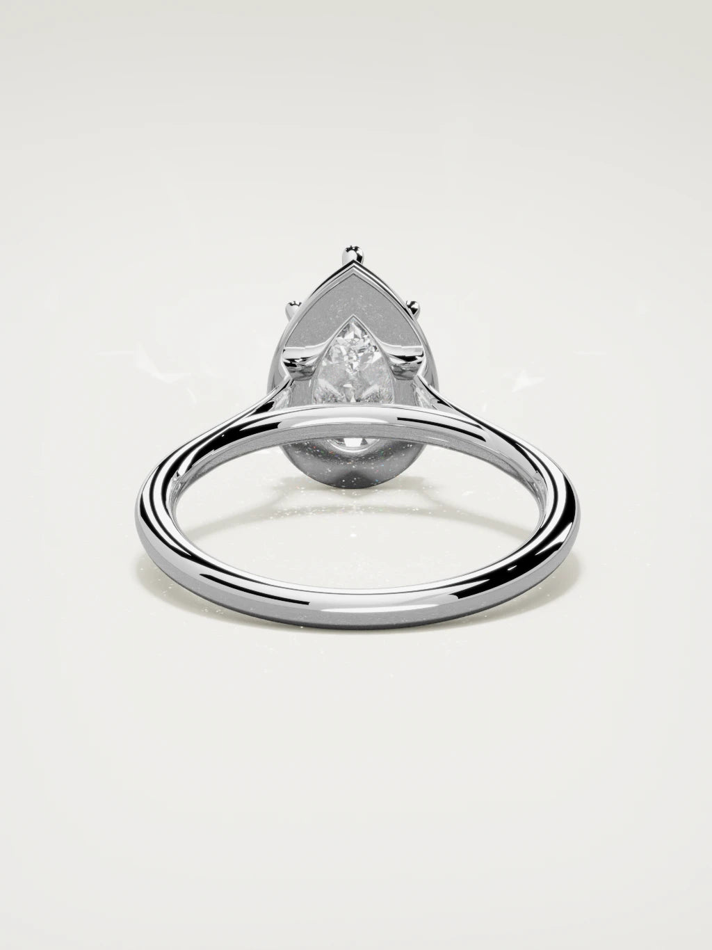 The Orbe pear-shaped lab-grown diamond solitaire in 14K white gold, back view