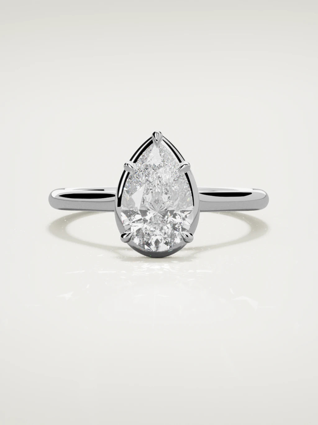 The Orbe pear-shaped lab-grown diamond solitaire in 14K white gold, front view