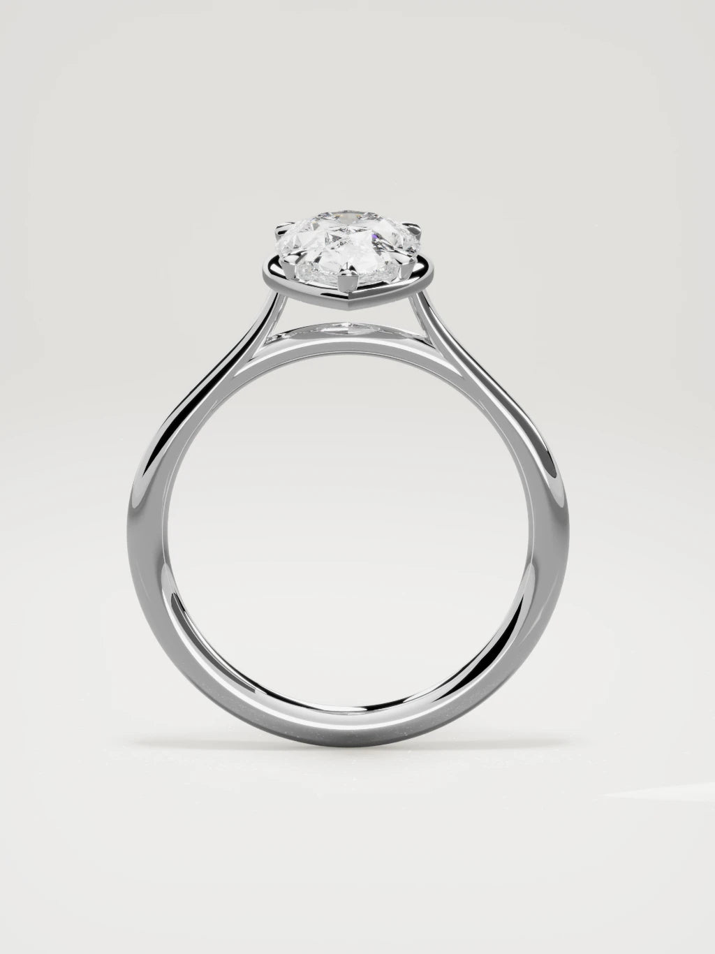 The Orbe pear-shaped lab-grown diamond solitaire in 14K white gold, standing front view